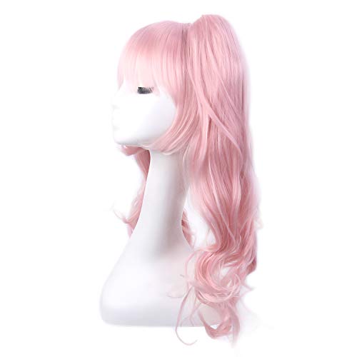 STfantasy Cosplay Anime Junko Enoshima Pelucas Mujer pelo Natural Largo Rosa Rizado Peluca Fiesta Halloween Fancy Dress