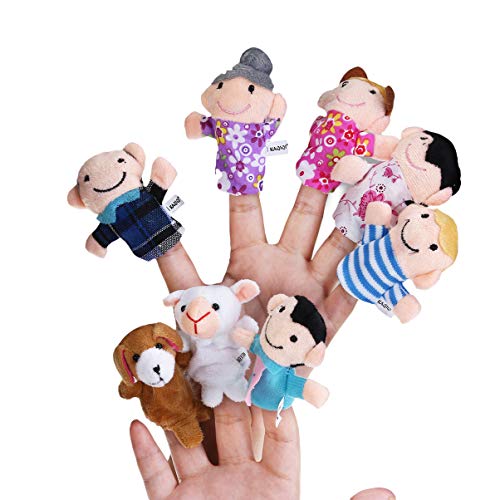 STOBOK 18 Piezas de Marionetas de Dedo de Tela Set 12 Animales 6 Personas Muñecas Marionetas de Mano Granja Accesorios Educativos Juguetes para Niños Niños