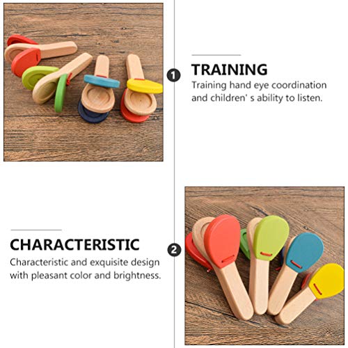 STOBOK 3 Unids Niños Castañuelas Instrumento Musical Juguete Niños Pequeños Percusión Clap Board Hand Clapper Matracas Música Juguetes Educativos para Niños Color Aleatorio