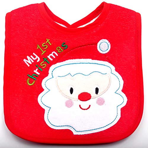 STOBOK Baberos de Bebé de Navidad Impermeables con Papá Noel Regalo para Niño Pequeño (Rojo)