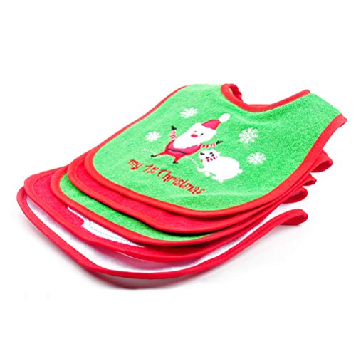 STOBOK Baberos de Bebé de Navidad Impermeables con Papá Noel Regalo para Niño Pequeño (Rojo)