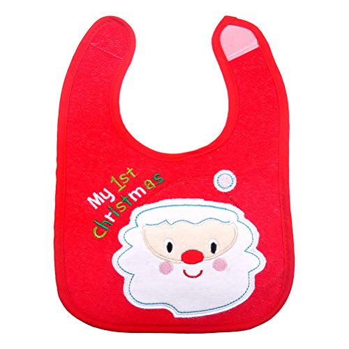 STOBOK Baberos de Bebé de Navidad Impermeables con Papá Noel Regalo para Niño Pequeño (Rojo)