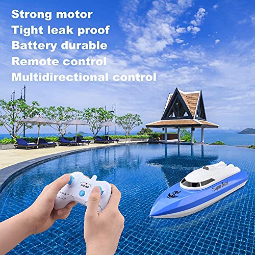 STOTOY Barco Teledirigido, Barco de con Control Remoto para Piscinas y Lagos, Mini Lancha Eléctrica de 2.4G HZ para Niños y Adultos, Barco Teledirigido al Aire Libre