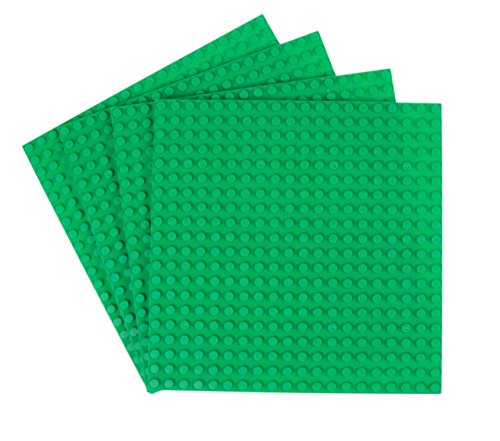 Strictly Briks Pack de 4 Bases con Ladrillos separadores 2 x 2 - Construcción en Forma de Torre - Compatible con Todas Las Marcas - 15,24 x 15,24 cm - Verde