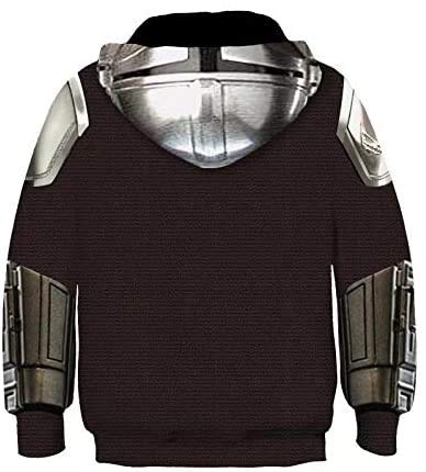 Sudadera con Capucha Mandaloriana, SW Movie Cosplay Accesorios para Disfraces Impresión 3D Unisex Niños Pequeños Disfraz De Halloween Película Poliéster Suéter De Moda (E,L)