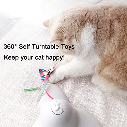 Suhaco Juguetes Interactivos para Gatos para Gatos de Interior Mariposa Giratoria para Gatitos Juguete Automático para Gatitos (Blanco)