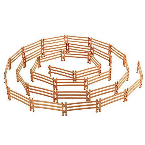 Sumind 40 Piezas Playset de Accesorios de Valla Juguete en Miniatura Esgrima para Caballos Juguete Plástico de Cerca de Granja para Granero de Granja Establo, Animal de Granja, Panel de Valla