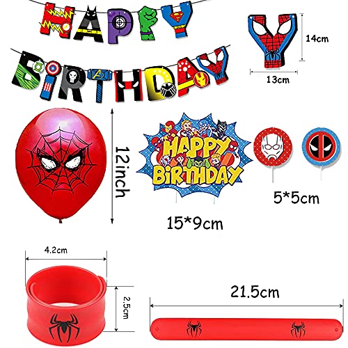 Suministros Fiesta de Cumpleaños Globos de Superhéroe Pancarta Vengadores Decoracion Tarta Superhéroe Pulseras de Silicona de Superhéroe para Niños Favor de Fiesta Cumpleaños