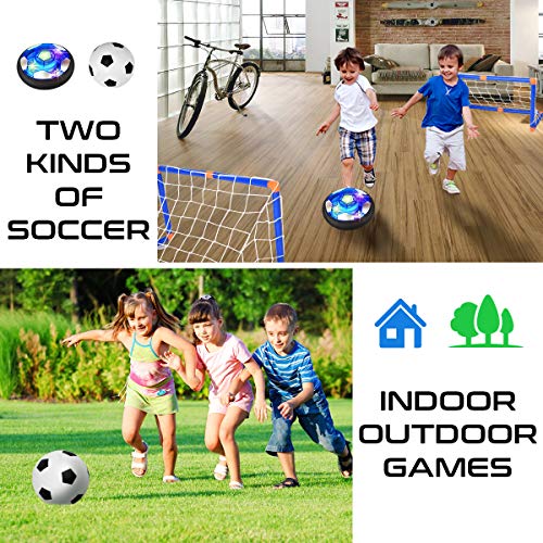 SUNNOW Air Power Soccer - Balón Fútbol Flotant Recargable Pelota Futbol con Soft Foam Bumpers y Luces LED Juguetes Aire Fútbol Juguete Balón de Fútbol para Niños Niñas Regalos Cumpleaños (Azul)