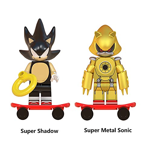 Super Sonic Figuras de Acción Muñecos Sonic The Hedgehog Juguete Shadow Metal Sonic Colección Móvil Estatua Decoración Modelo Regalo de Cumpleaños-Set A||8PCS