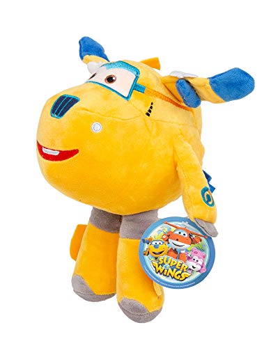 Super Wings 26 cm Aeroplano Felpa Figuras Animales de peluche para coleccionar, jugar y abrazar, Jett, Jerome, Dizzy o Donnie para niñas y niños (Donnie, amarillo)