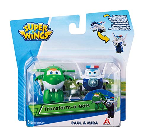 Super Wings EU720030G Mira & PAU EU720030G-Transform-a-Bots 2pk-Mira & Paul, Verde/Azul