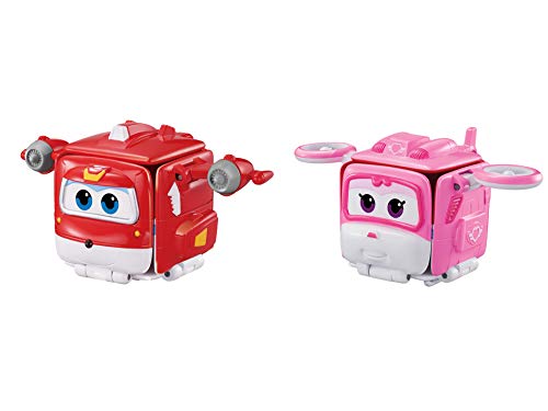 Super Wings Flip Surprise Jett & Dizzy – Paquete Express Avión – Bloques Reversibles y transformables del Dibujo Animado Juguete para niños de 3 años y más adelante, EU740570A