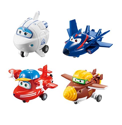 Super Wings Temporada 2 Personajes Mini Robot Transformador 4 Pk - Flip, Todd, Chace, Astar 2" Escala