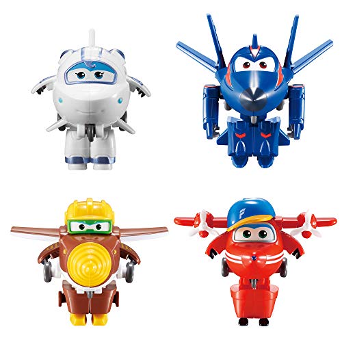 Super Wings Transform-a-Bots 4 Pack | Flip, Todd, Agent Chase, Astra | Toy 2 Inch Figures 5 cm, Multicolor, 2 Pulgadas (Alpha Animation & Toys Ltd EU720040)