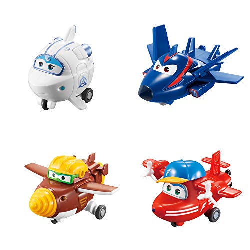 Super Wings Transform-a-Bots 4 Pack | Flip, Todd, Agent Chase, Astra | Toy 2 Inch Figures 5 cm, Multicolor, 2 Pulgadas (Alpha Animation & Toys Ltd EU720040)