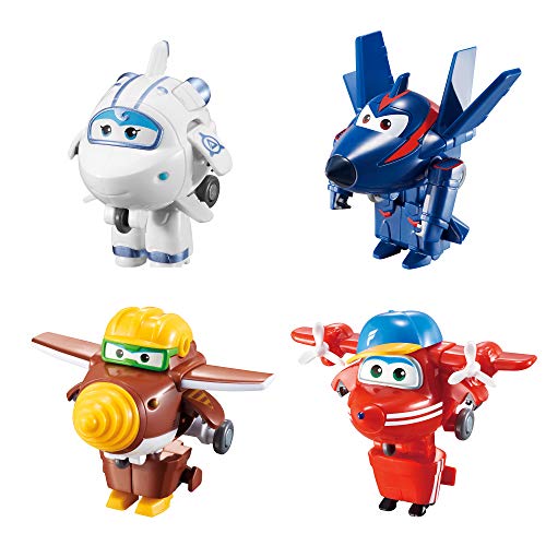 Super Wings Transform-a-Bots 4 Pack | Flip, Todd, Agent Chase, Astra | Toy 2 Inch Figures 5 cm, Multicolor, 2 Pulgadas (Alpha Animation & Toys Ltd EU720040)