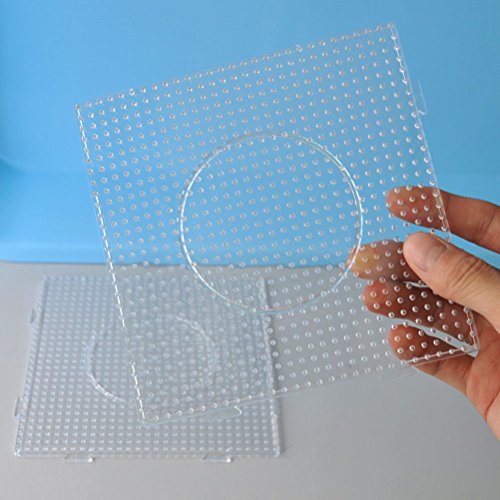 SUPVOX 6pcs tableros de Perlas de fusibles Cuadrados Grandes y Transparentes de plástico Pegboards para niños Craft Beads 5 mm