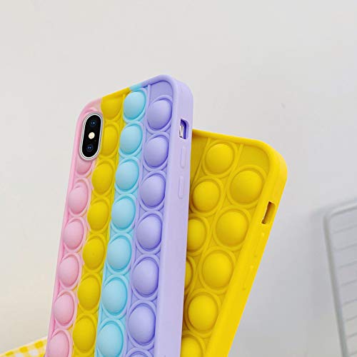 Surakey Juguete Sensorial Fidget Funda para Teléfono, Carcasa Fidget Toy Bubble Anti Stress Relief Toy Aliviar el Estrés Ansiedad Fidget Antigolpes Silicona Funda para iPhone X/XS