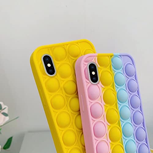 Surakey Juguete Sensorial Fidget Funda para Teléfono, Carcasa Fidget Toy Bubble Anti Stress Relief Toy Aliviar el Estrés Ansiedad Fidget Antigolpes Silicona Funda para iPhone X/XS