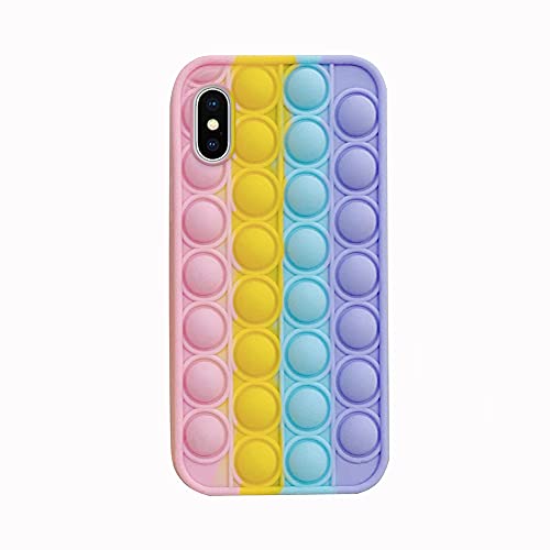 Surakey Juguete Sensorial Fidget Funda para Teléfono, Carcasa Fidget Toy Bubble Anti Stress Relief Toy Aliviar el Estrés Ansiedad Fidget Antigolpes Silicona Funda para iPhone X/XS