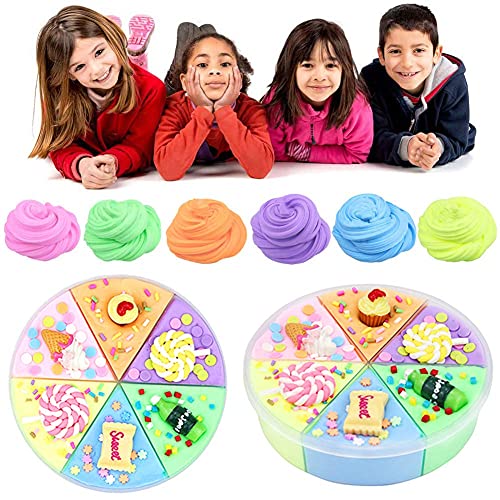 SWZY Fluffy Cloud Slime,Cloud Slime Kit,Slime Kit,6 Colores Fluffy Floam Slime Mixto Elástico y Suave Arcilla Juguete No Tóxico para Niños y Adultos