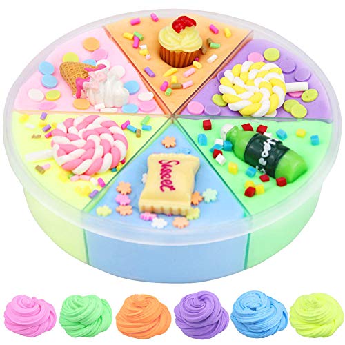 SWZY Fluffy Cloud Slime,Cloud Slime Kit,Slime Kit,6 Colores Fluffy Floam Slime Mixto Elástico y Suave Arcilla Juguete No Tóxico para Niños y Adultos