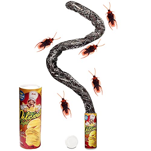 Syijupo Juguete Broma Serpiente Cucaracha, Novedad Patatas fritas Serpiente Pop out Truco de Serpiente Broma Halloween Día de los Inocentes