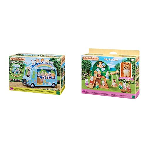 SYLVANIAN FAMILIES 5317 Autobús De La Guardería + 5318 Casa del Árbol para Bebés