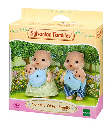 Sylvanian Families - 5359 - Familia Nutria + - 4533 - Carrito Doble de bebés