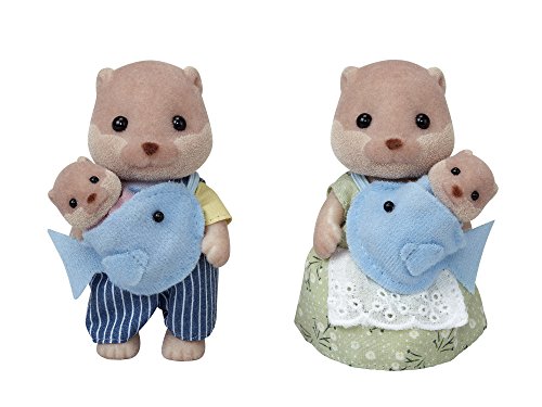 Sylvanian Families - 5359 - Familia Nutria + - 4533 - Carrito Doble de bebés