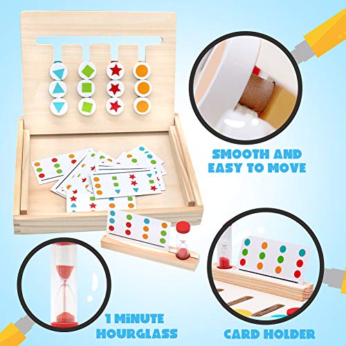 Symiu Juguetes Montessori Tablero Juego de Madera Puzzles Infantiles con Tarjetas de Patrón y Disco de Color Juguete De Rompecabezas Madera para Niños 3 4 5 Años