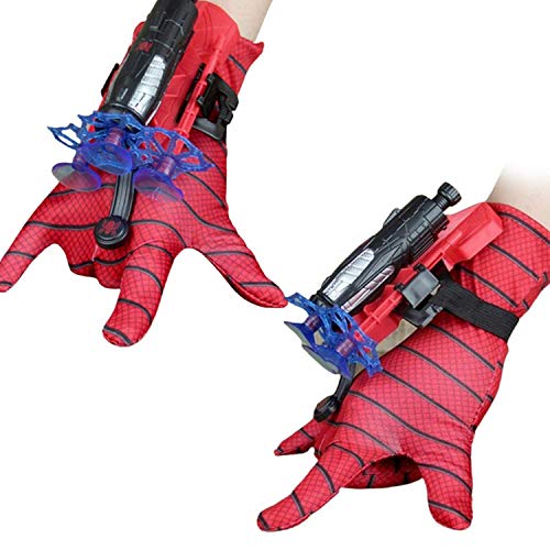 T-XYD Guante Lanzador, Power Moves Spider-Man Web Shooter Juguete de muñeca Lanzador de telarañas Juego de Guantes de Cosplay de Héroe para niños a Partir de 5 años,2PCS