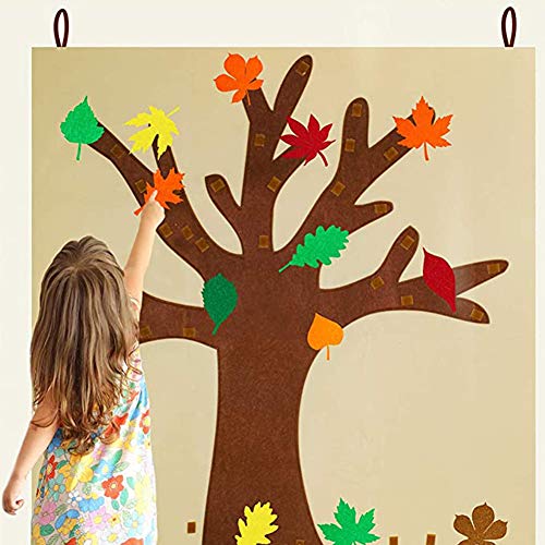 Tablero de árbol de otoño de fieltro, kit de manualidades de árbol de agradecimiento, kit de manualidades de otoño de fieltro, adorno de hojas de otoño, suministros de Acción de Gracias