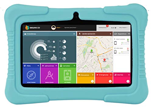 Tablet SaveFamily para niños pedagógica con navegador Infantil, Doble Control Parental, Evita Contenido inapropiado, Anti-Bullying, +de100 Juegos. Módulo Montessori, Funda de Silicona. Marca española