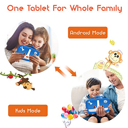 Tableta infantil de 7 pulgadas, Android 9.0, Qiamoo Tablet para niños, 1 GB + 16 GB, Quad Core, CPU de 1,5 GHz, con modo de seguridad infantil, compatible con WiFi y Google Play