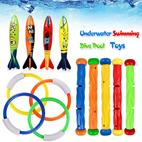 Tacobear 30pcs Juguete de Buceo Anillos de Buceo Torpedos Bandidos Dive Gems Palos de Buceo Juguetes para Piscina Natación Subacuática Verano Juegos para Niños