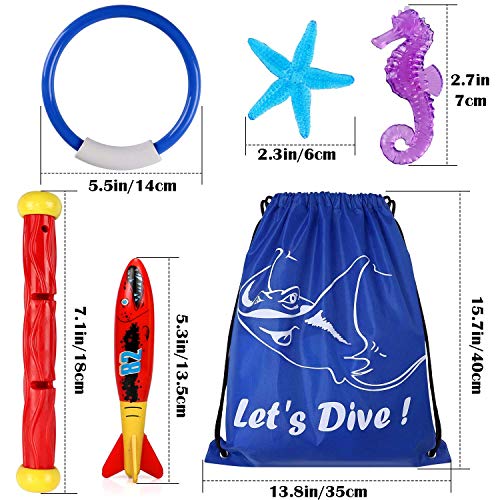 Tacobear 30pcs Juguete de Buceo Anillos de Buceo Torpedos Bandidos Dive Gems Palos de Buceo Juguetes para Piscina Natación Subacuática Verano Juegos para Niños