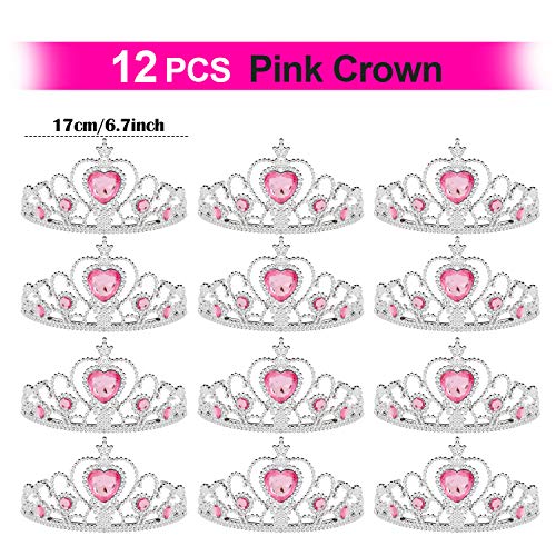 Tacobear 50 Piezas Disfraz Princesa Niña con Tiara Princesa Corona Princesa Tatuajes Anillos Varita Mágica Disfraces Princesas Vestido Accesorios Set Regalos Fiesta Cumpleaños para Niñas Niños (Rosa)