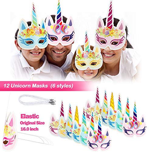 Tacobear 60Piezas Unicornio Aarticulos de Fiesta Cumpleaños Relleno Piñatas Unicornio Slap Pulsera Llavero Anillo Máscara de Papel Tatuajes Temporales para Niños Niñas Unicornio Fiesta Cumpleaños