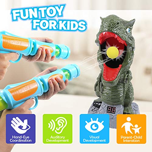 Tacobear Dinosaurio Juguete de Tiro para Niños Objetivo de Tiro con Pistola Power Popper Bola Suave Puntuación LCD Grabación Alegría Sonido Bola Popper Juego de Batalla Regalo Navidad para Niños