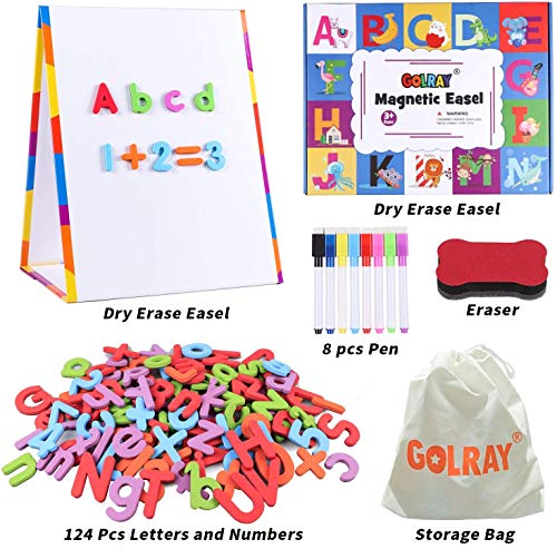 Tacobear Magnéticos Letras Números con Plegable Pizarra Magnetica Borrable Pizarra Blanca de Doble Cara Pizarra para Escritorio Alfabeto ABC Imanes de Nevera Juguete Educativo Regalo Niño Niña