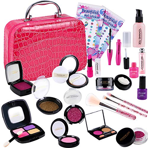 Tacobear Maquillaje Niñas Falso Juego de Maquillaje Kit Juguete de Maquillaje con Bolsa de Maquillaje Cosmética Juguete Cumpleaños Regalo Navidad para Niña 4 5 6 7 años(Nessun Vero cosmetico)