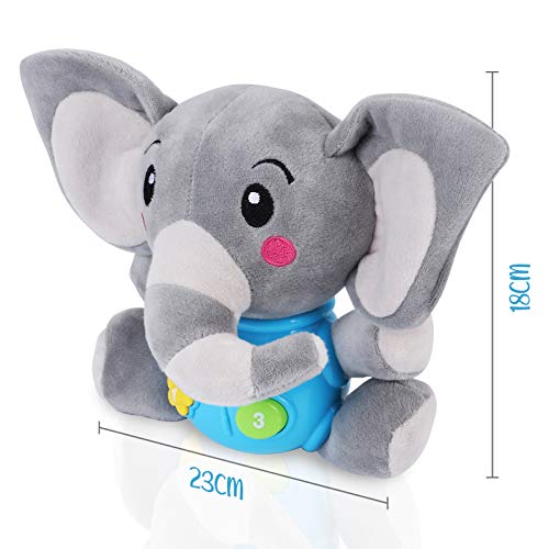 Tacobear Peluche Elefante Juguete Felpa Elefante Interactivo Juguete para Bebé Juguetes Musicales Juguetes Sonido con Música Ligero Función Juguetes educativos Regalos para bebés Niños 6 Meses