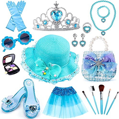 Tacobear Princesa Disfraz Joyas Accesorios Frozen Kit de Maquillaje Niñas con Zapatos Princesa Corona Bolso Sombrero Tutu Princesa Joyas Juguete de Maquillaje Regalo para Niñas 3 4 5 6 7 8 9 años