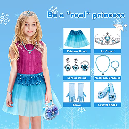 Tacobear Princesa Disfraz Joyas Accesorios Frozen Kit de Maquillaje Niñas con Zapatos Princesa Corona Bolso Sombrero Tutu Princesa Joyas Juguete de Maquillaje Regalo para Niñas 3 4 5 6 7 8 9 años