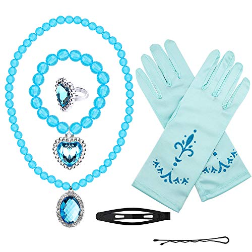 Tacobear Princesa Frozen Disfraz Accesorios Elsa Peluca Trenza Princesa Collar Corona Guantes Mágica Pulsera Princesa Elsa Joyas para Niñas Carnaval Halloween