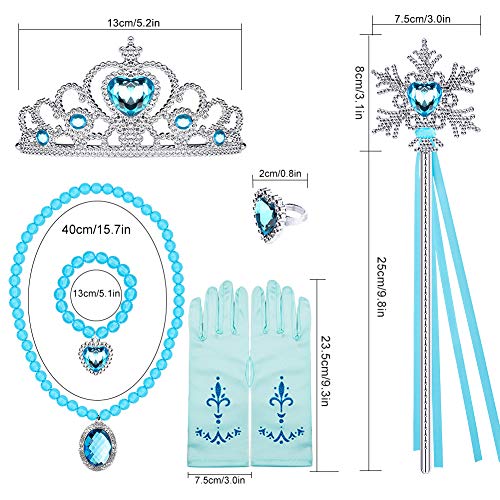 Tacobear Princesa Frozen Disfraz Accesorios Elsa Peluca Trenza Princesa Collar Corona Guantes Mágica Pulsera Princesa Elsa Joyas para Niñas Carnaval Halloween