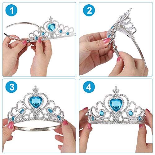 Tacobear Princesa Frozen Disfraz Accesorios Elsa Peluca Trenza Princesa Collar Corona Guantes Mágica Pulsera Princesa Elsa Joyas para Niñas Carnaval Halloween