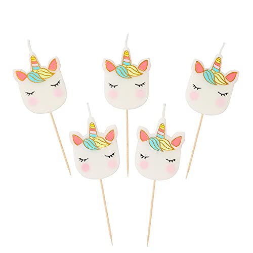 Talking Tables Unicorn-Candles Velas de cumpleaños con Forma de Unicornio, Paquete de 5, Cera